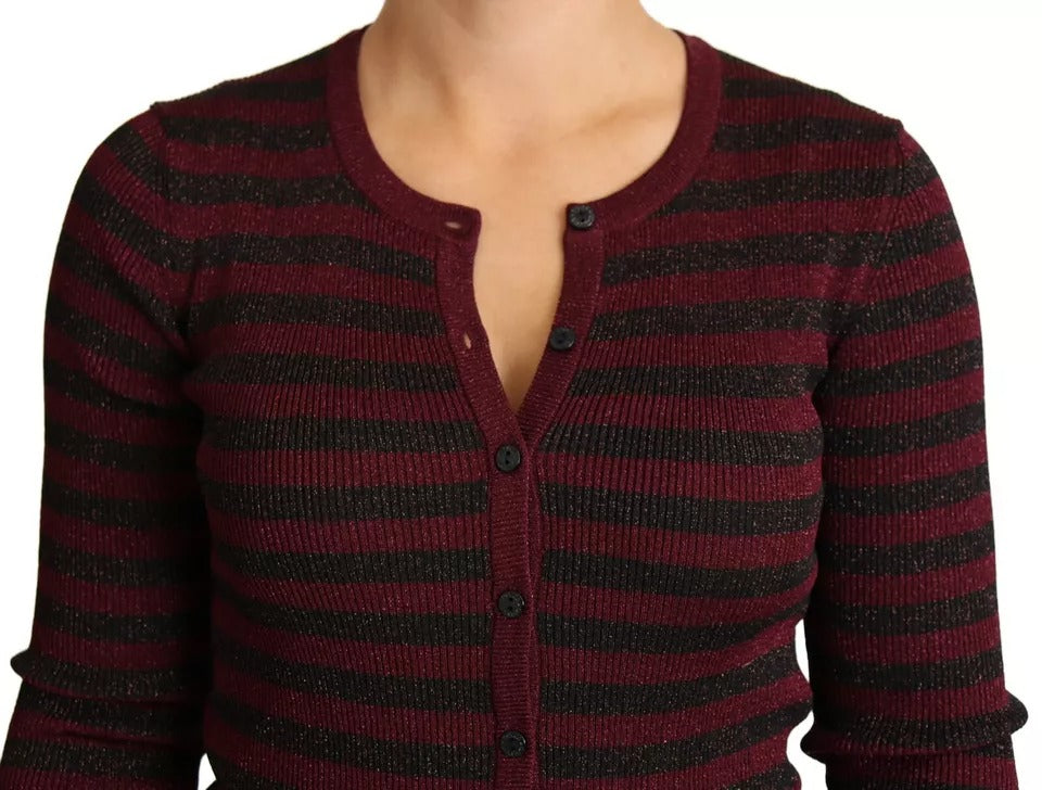 Pull cardigan à rayures noires et rouges Dolce &amp; Gabbana pour femme