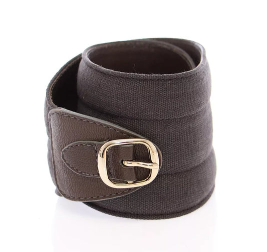 Ceinture en cuir et lin marron Dolce &amp; Gabbana avec logo D&amp;G