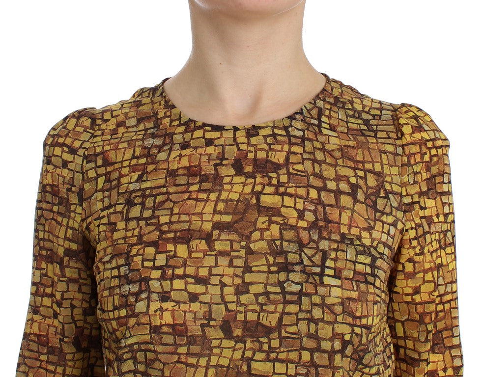 Dolce &amp; Gabbana – Mehrfarbiges Seidenblusen-T-Shirt mit Mosaik-Print