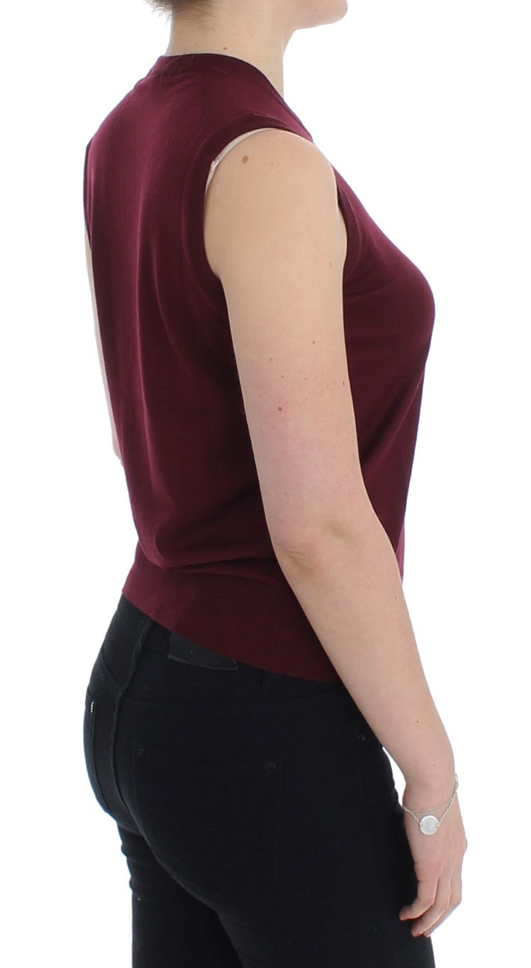 Roter ärmelloser Westepullover mit Rundhalsausschnitt von Dolce &amp; Gabbana