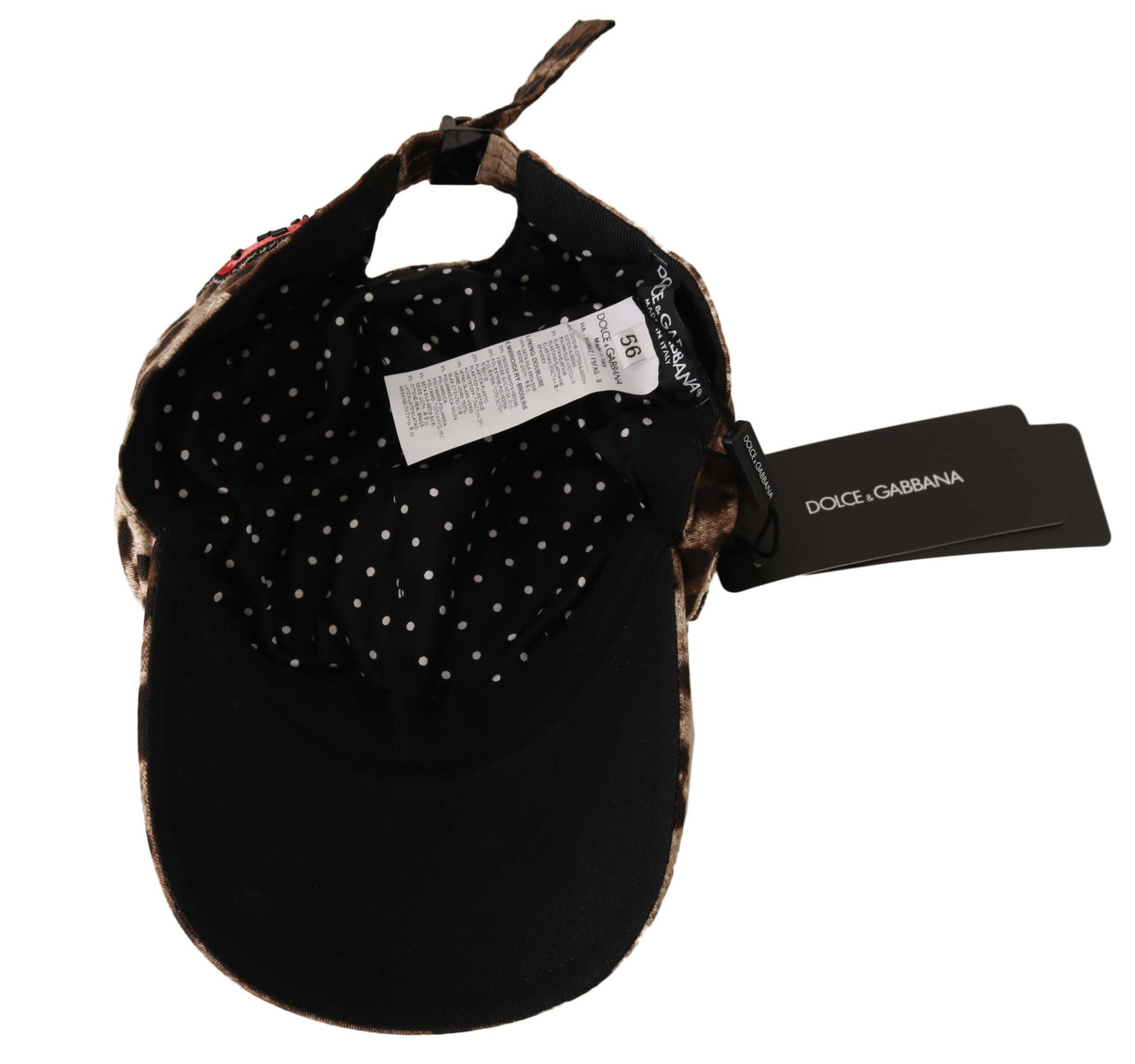 Casquette de baseball Dolce &amp; Gabbana à sequins léopard marron et appliques Sicily