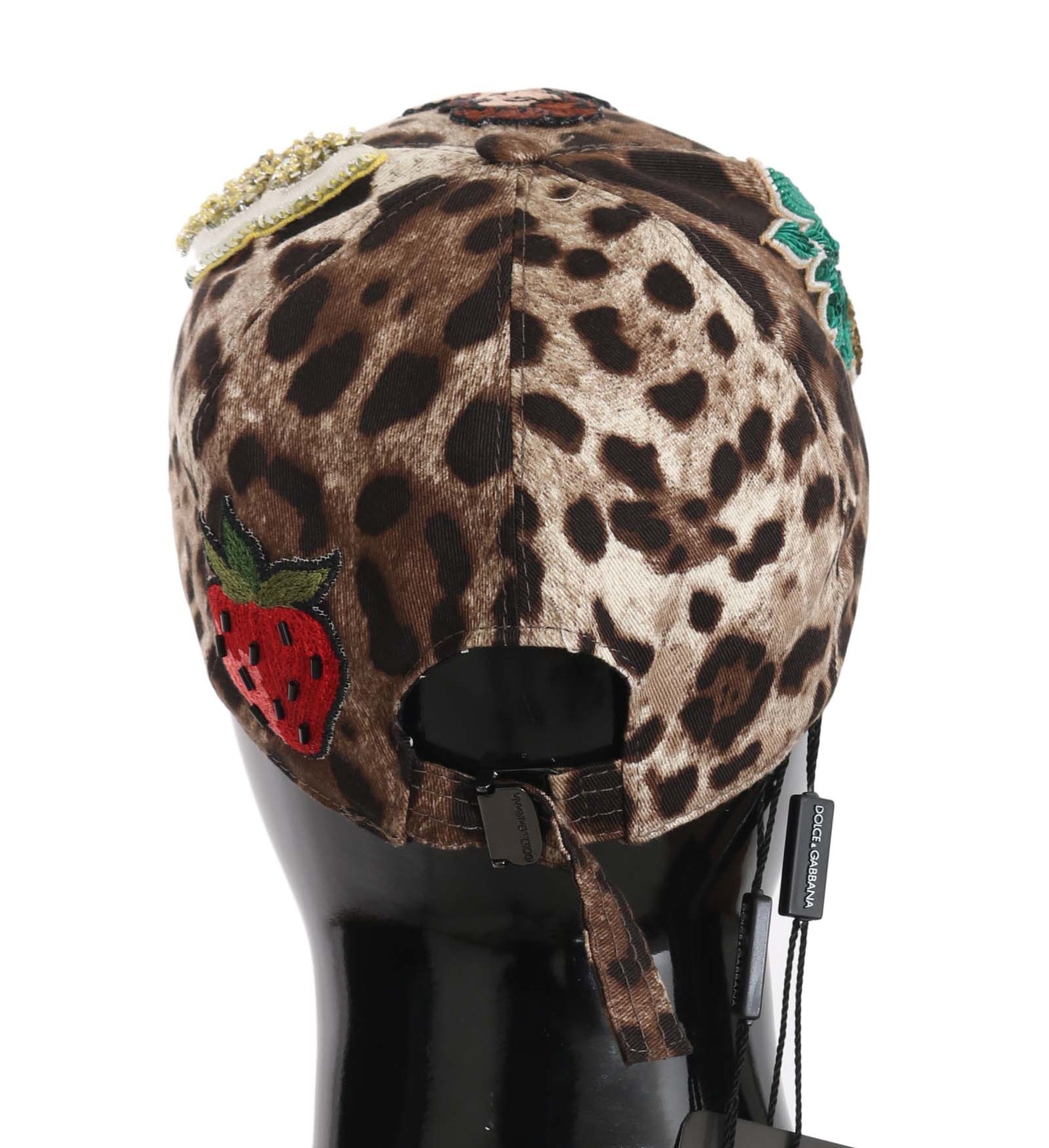 Casquette de baseball Dolce &amp; Gabbana à sequins léopard marron et appliques Sicily