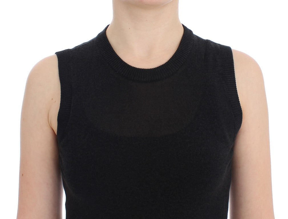 Pull sans manches à col ras du cou noir Dolce &amp; Gabbana