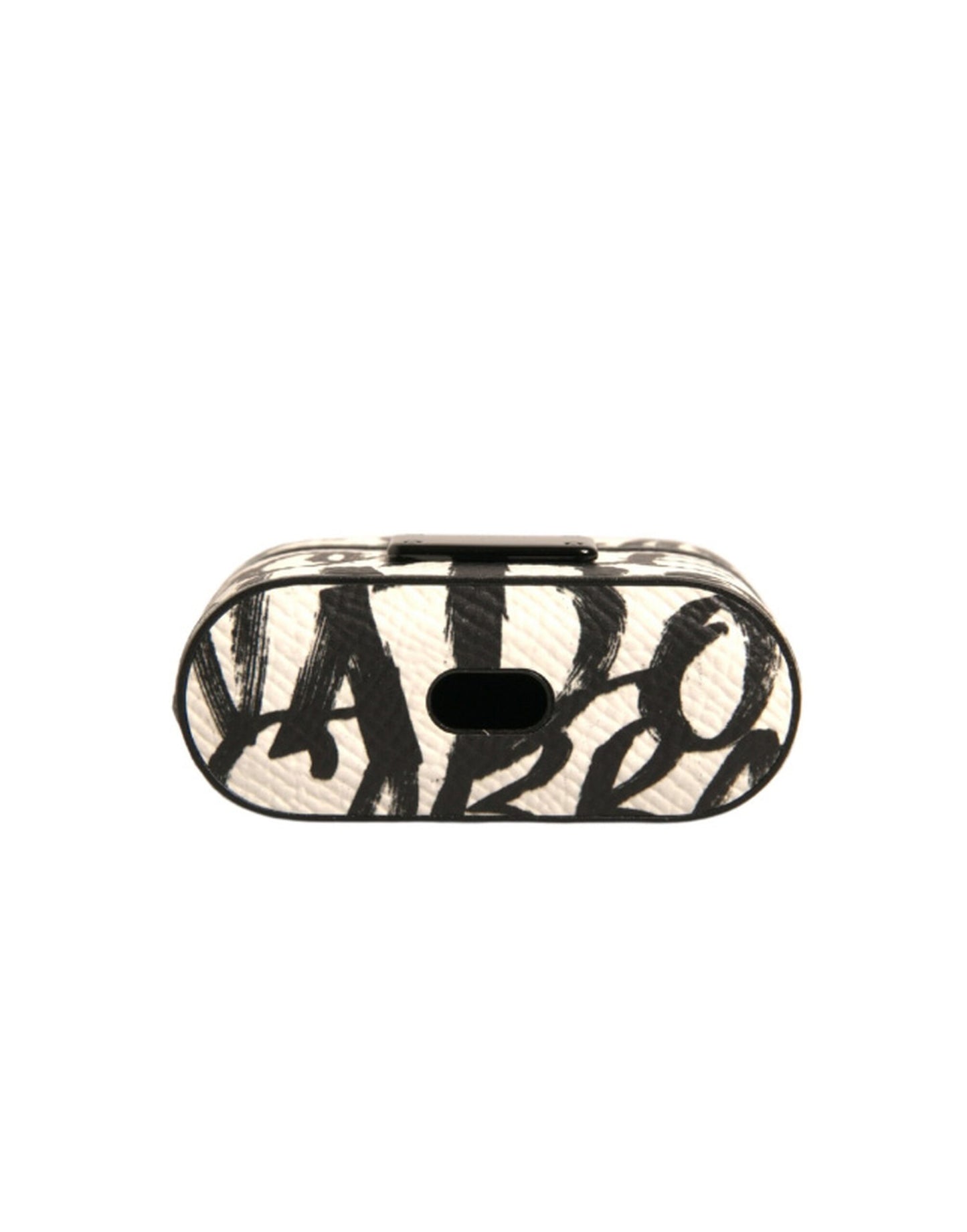 Étui pour Airpods Dolce &amp; Gabbana en cuir noir et blanc avec logo en relief