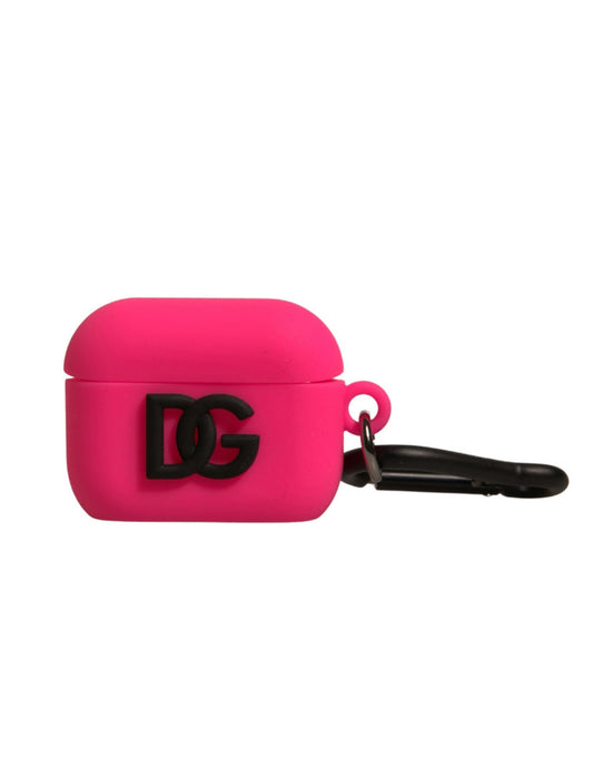 Étui pour Airpods Dolce &amp; Gabbana en caoutchouc de silicone rose avec logo en relief