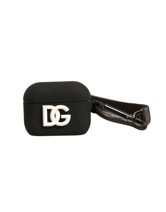 Étui pour Airpods Dolce &amp; Gabbana en caoutchouc de silicone noir avec logo en relief