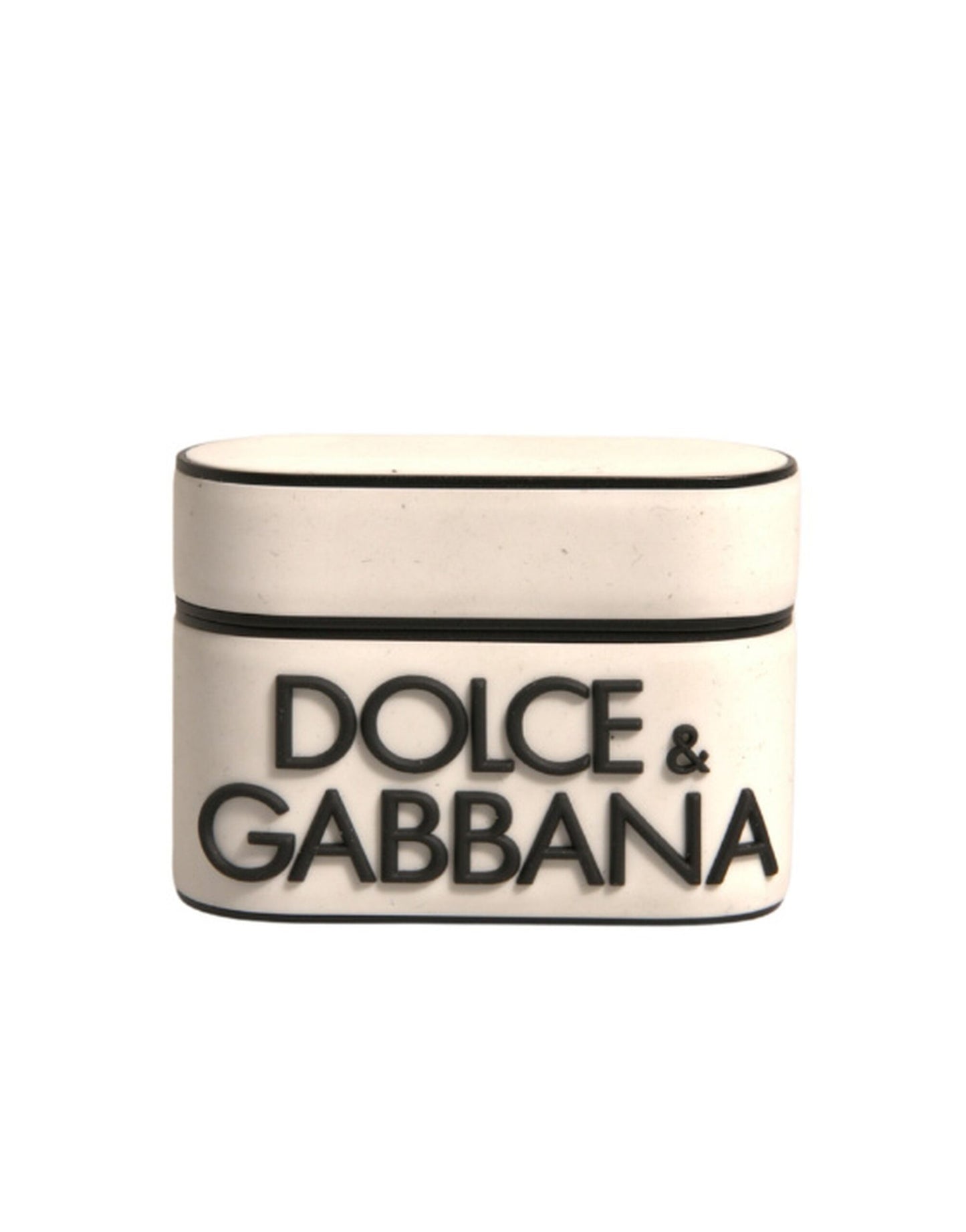 Dolce &amp; Gabbana – Airpods-Hülle aus weißem PVC mit geprägtem Logo
