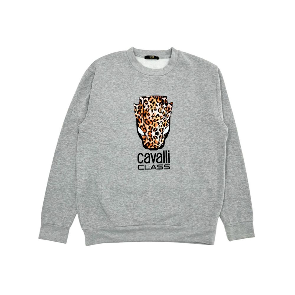 Cavalli Class Grauer Polyester-Hoodie für Damen