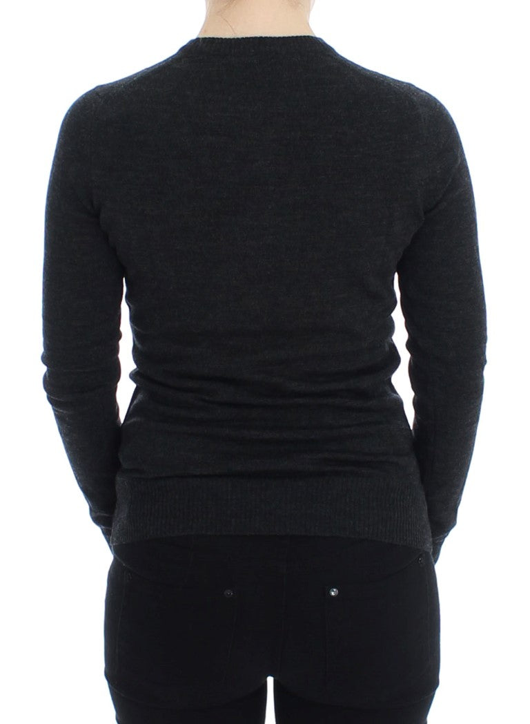 Pull cardigan à boutons en laine grise Dolce &amp; Gabbana