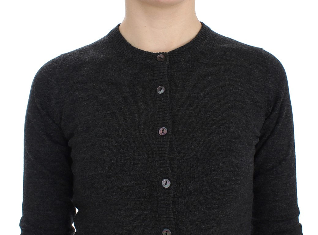Pull cardigan à boutons en laine grise Dolce &amp; Gabbana