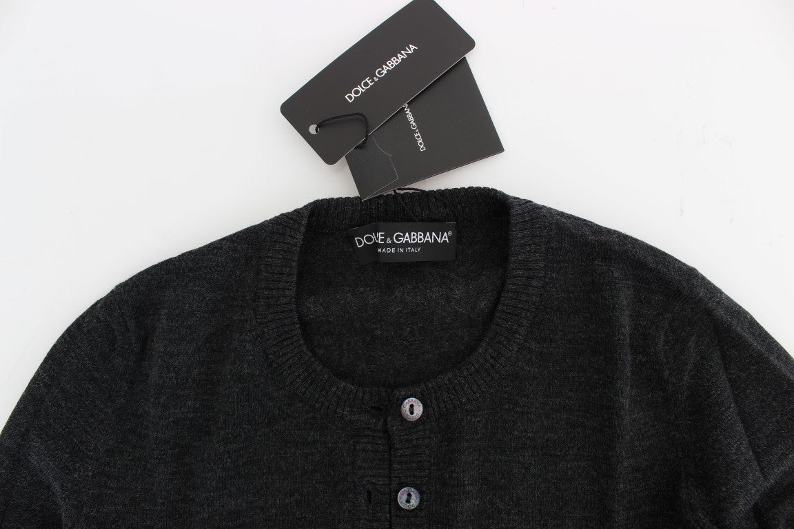 Pull cardigan à boutons en laine grise Dolce &amp; Gabbana