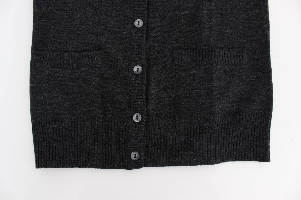 Pull cardigan à boutons en laine grise Dolce &amp; Gabbana