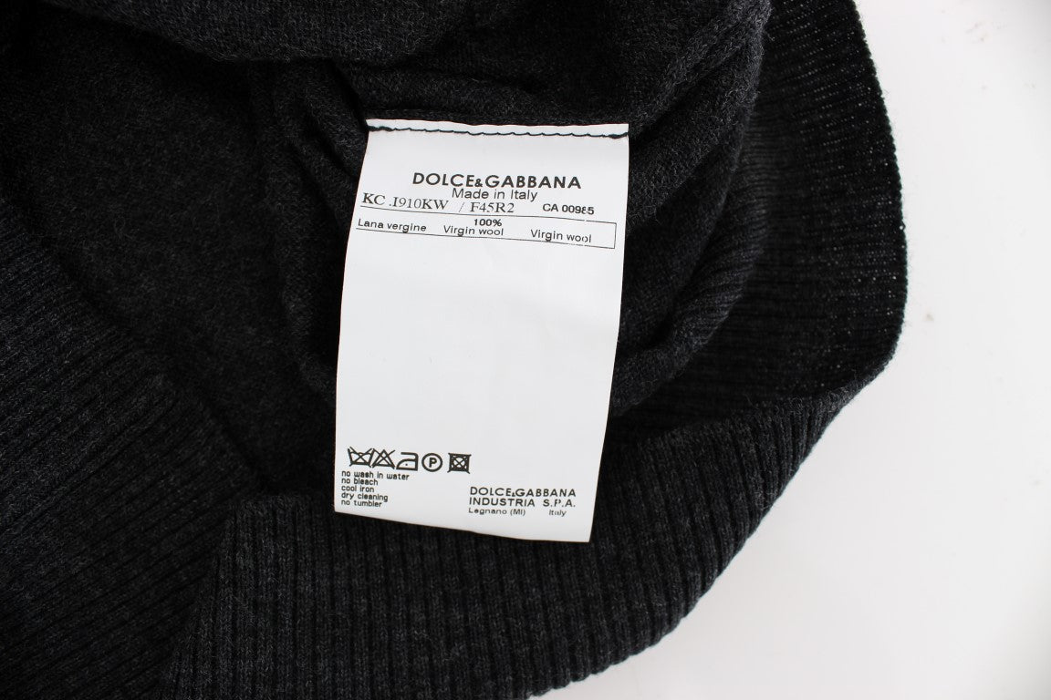 Pull cardigan à boutons en laine grise Dolce &amp; Gabbana