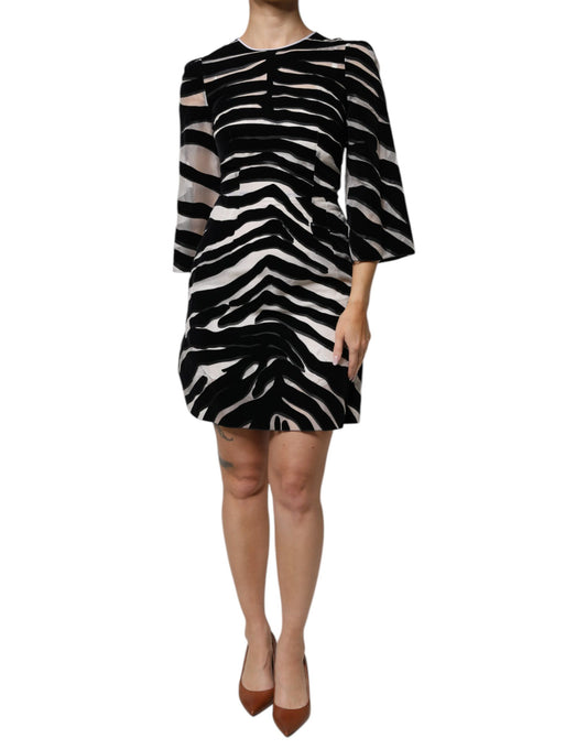 Robe fourreau trapèze noire et blanche à motif zèbre Dolce &amp; Gabbana