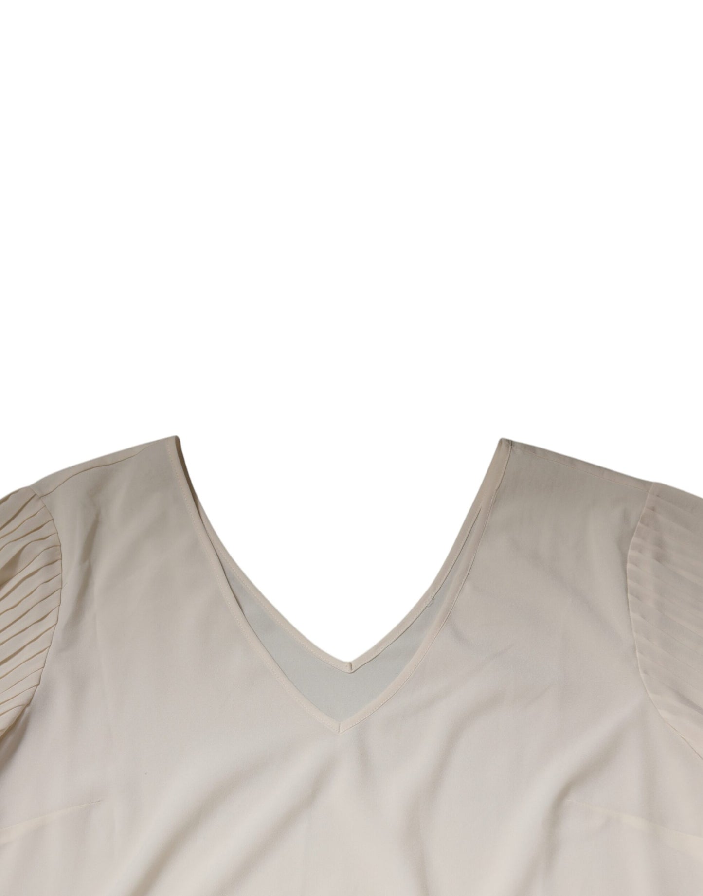 Robe mi-longue droite à manches courtes et col en V Peserico blanc cassé