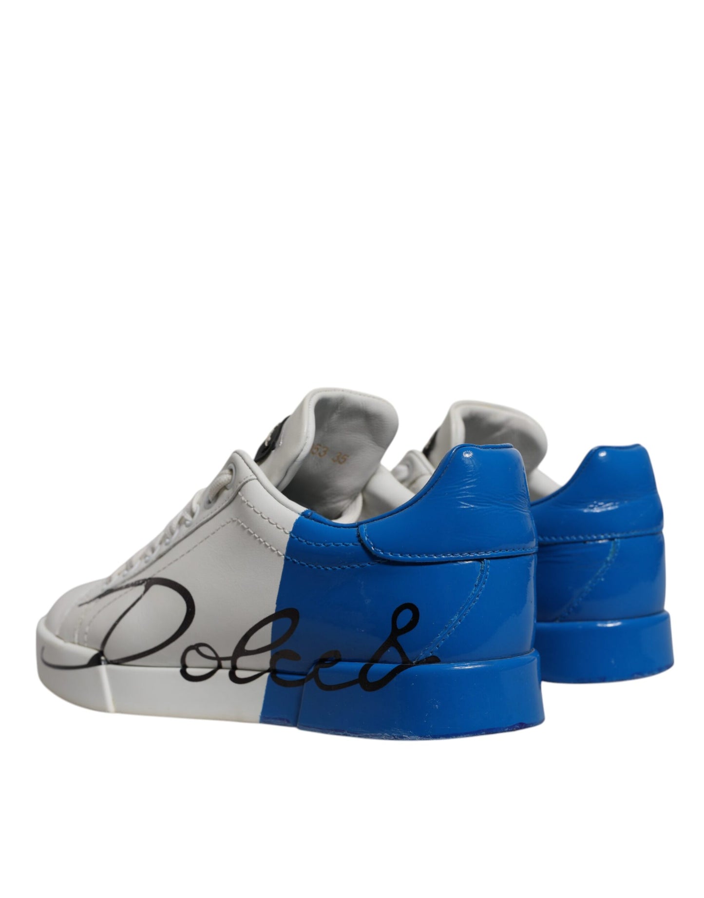 Dolce &amp; Gabbana Weiß Blau Logo Portofino Sneakers Schuhe