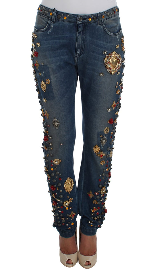 Jean Dolce &amp; Gabbana orné de cœurs et de roses en cristal