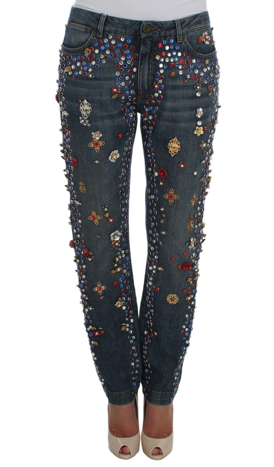 Jean Dolce &amp; Gabbana orné de cœurs et de roses en cristal