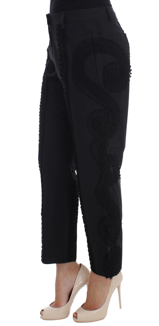 Pantalon capri Torero en coton stretch noir Dolce &amp; Gabbana