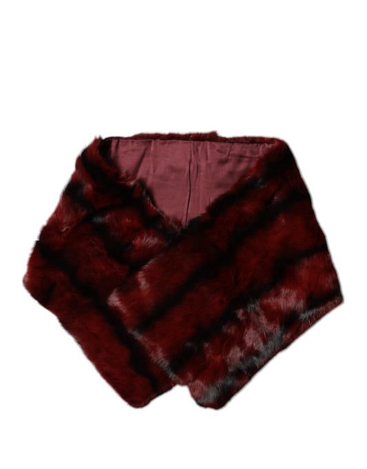 Foulard châle en fourrure à rayures noires et rouges Dolce &amp; Gabbana