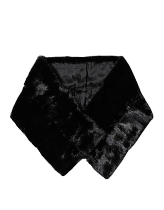 Écharpe à col châle en fourrure noire Dolce &amp; Gabbana