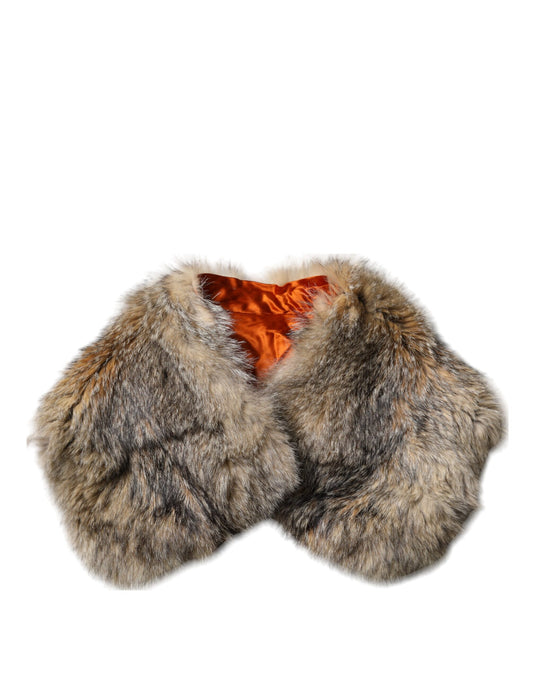 Foulard en fourrure marron Dolce &amp; Gabbana