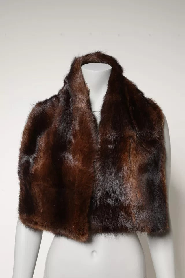 Écharpe châle en fourrure à rayures noires et brunes Dolce &amp; Gabbana