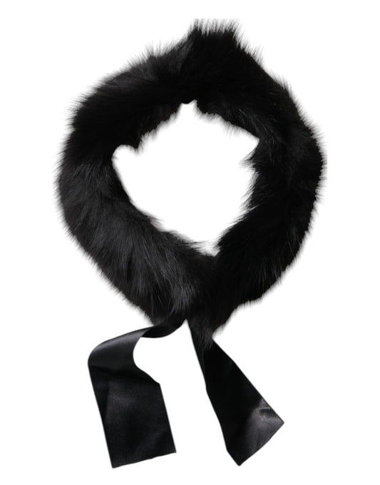 Écharpe châle en fourrure noire Dolce &amp; Gabbana