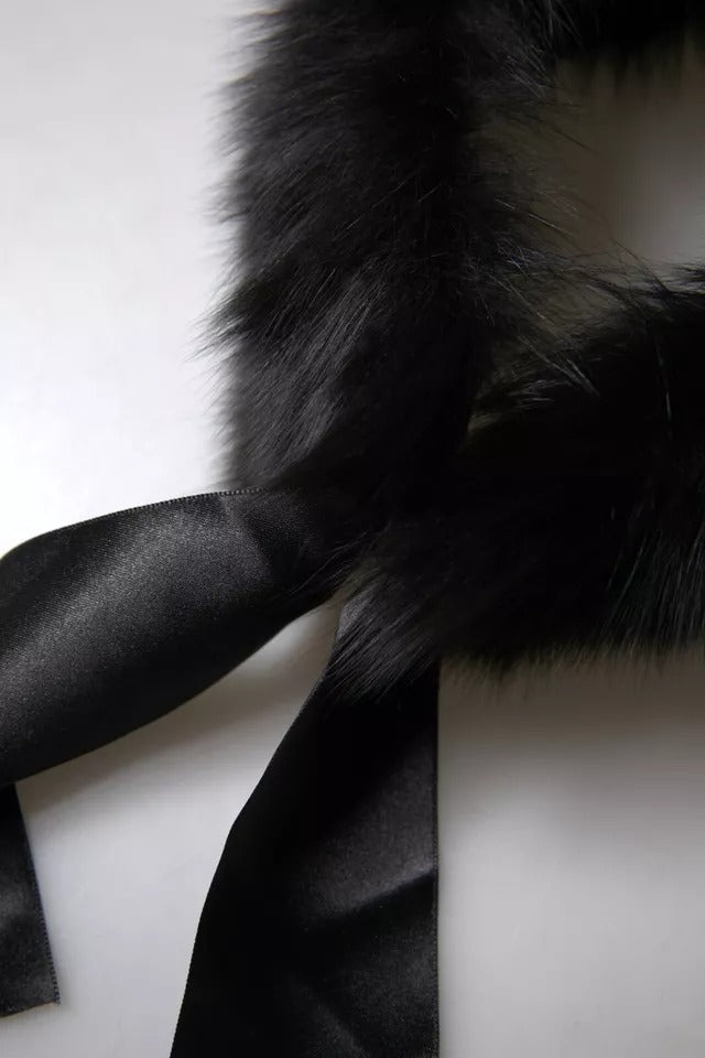 Écharpe châle en fourrure noire Dolce &amp; Gabbana