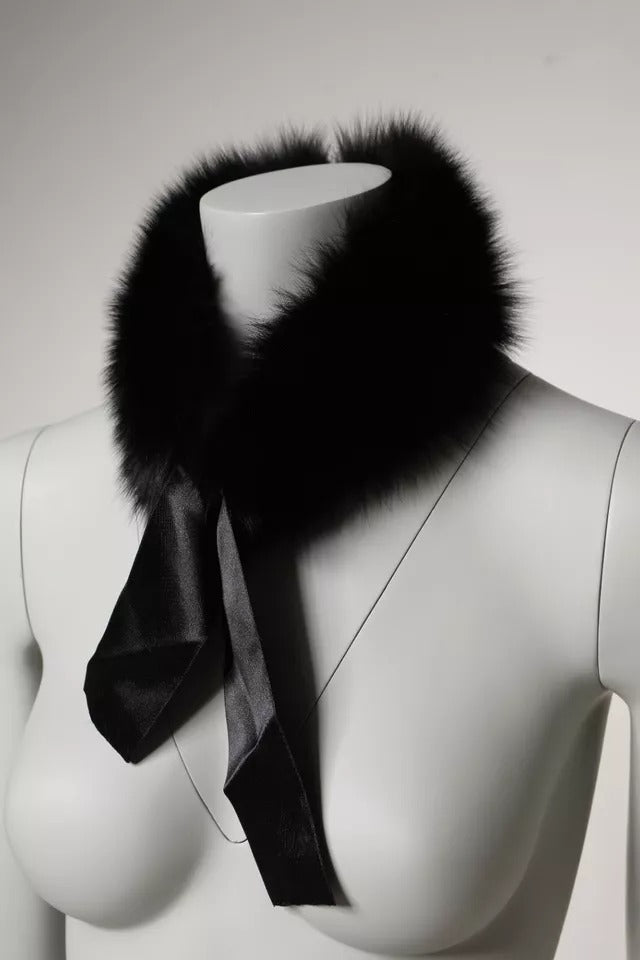 Écharpe châle en fourrure noire Dolce &amp; Gabbana