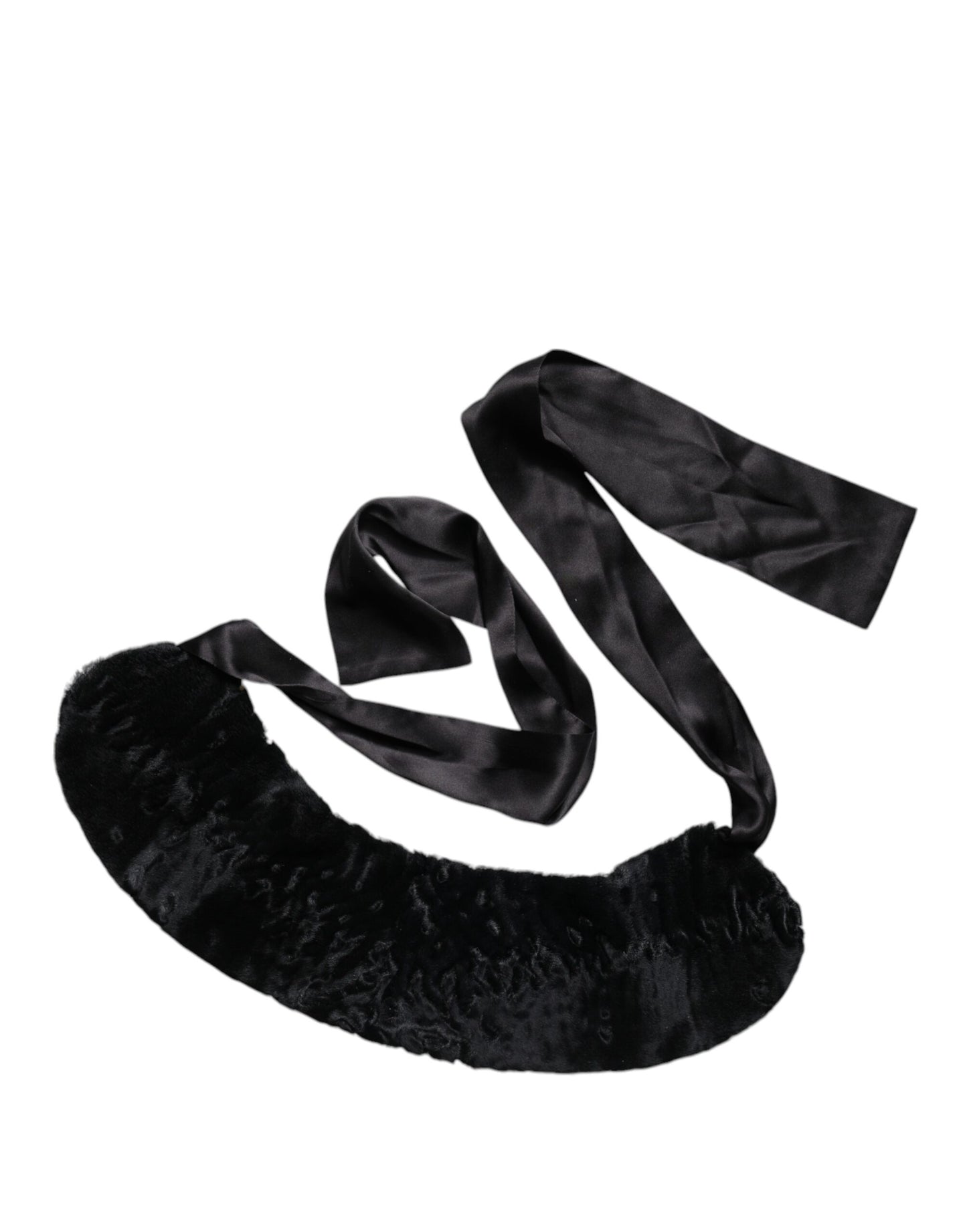 Écharpe d'hiver en fourrure d'agneau noire Dolce &amp; Gabbana pour femme
