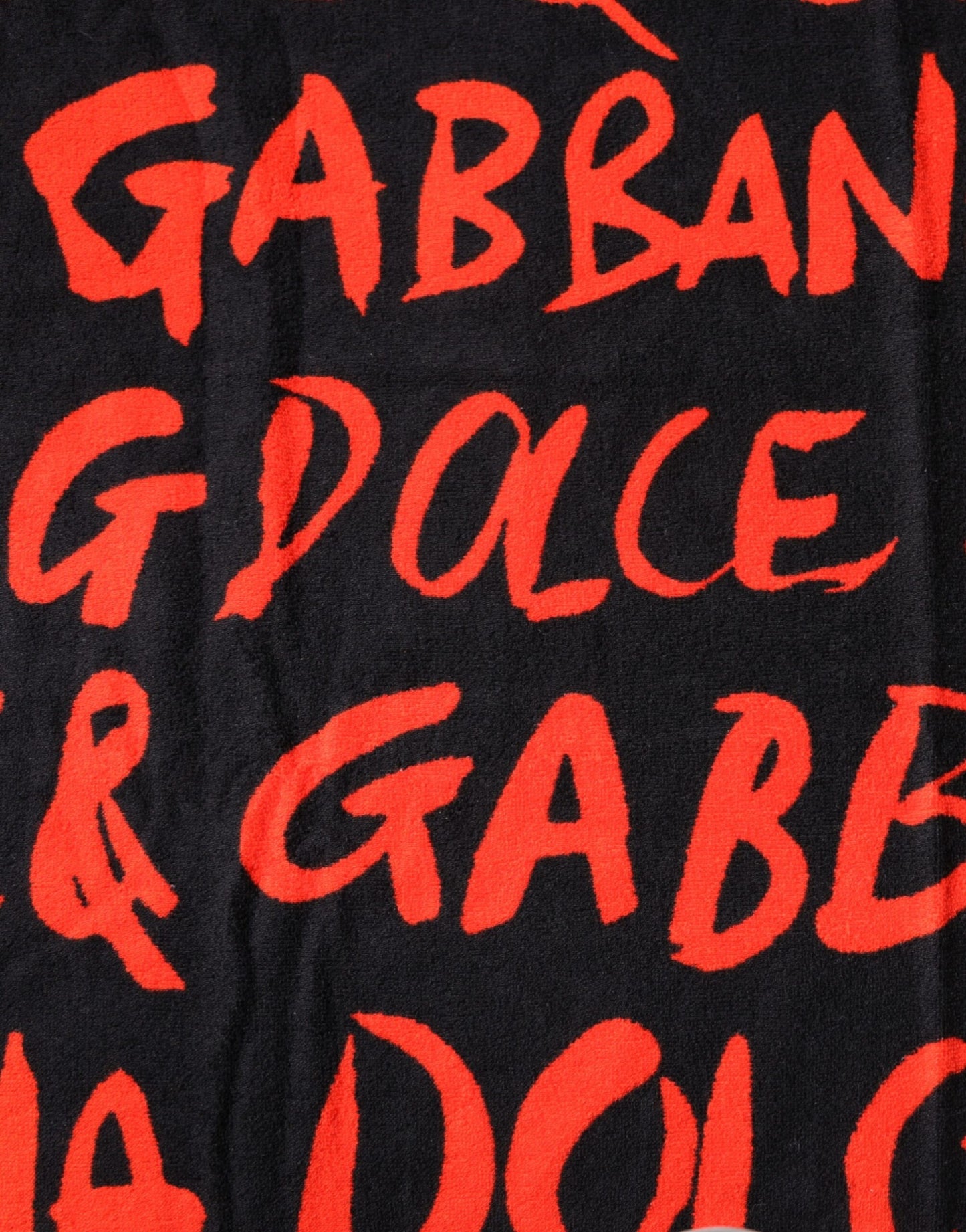 Serviette de plage en coton imprimé logo Dolce &amp; Gabbana noir et rouge