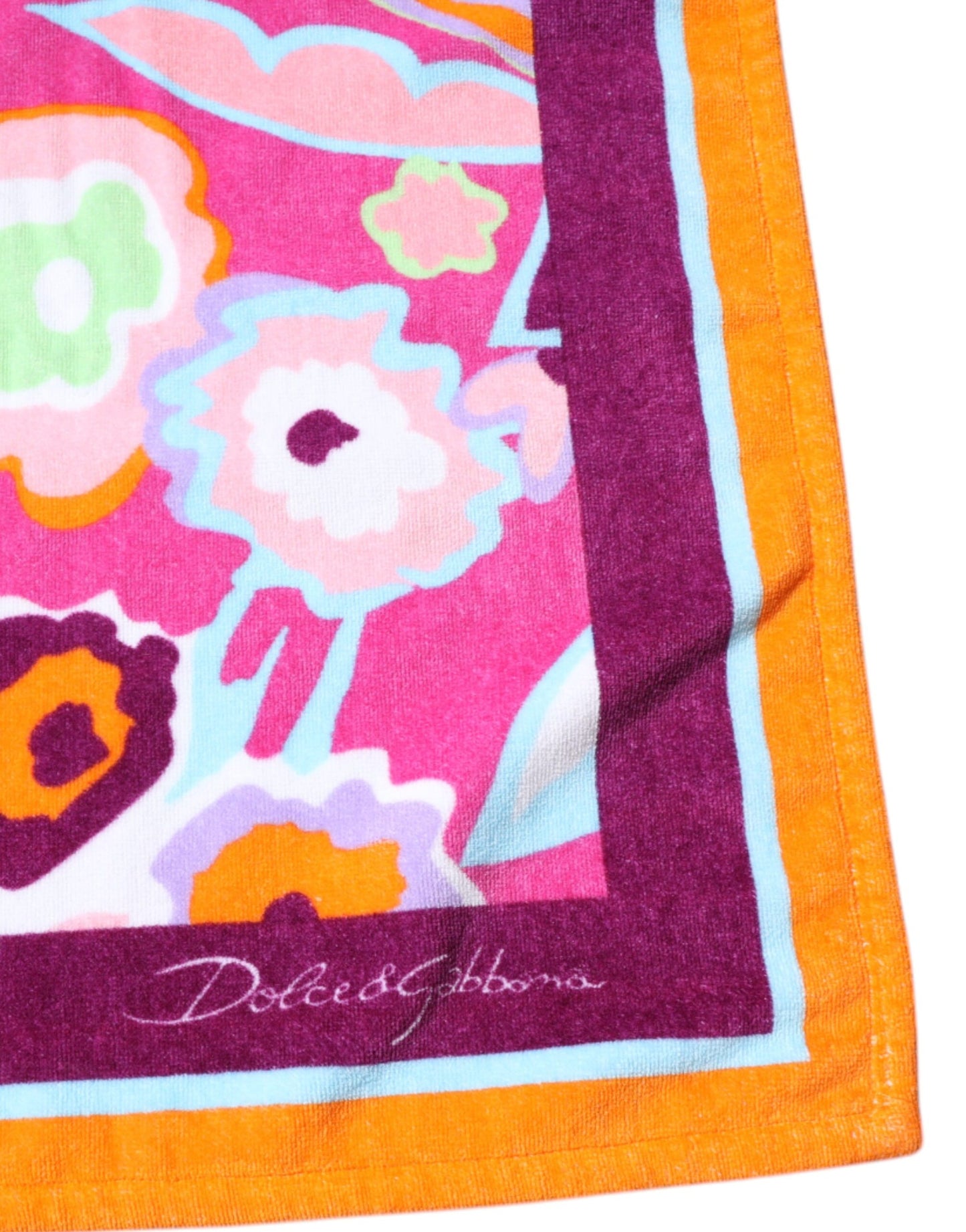 Serviette de plage en coton à imprimé floral multicolore Dolce &amp; Gabbana