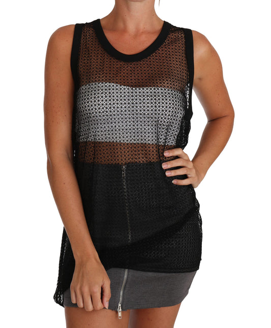 T-shirt chemisier transparent en maille noire Dolce &amp; Gabbana