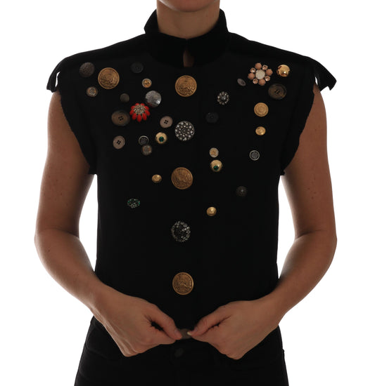 Dolce &amp; Gabbana - Veste militaire noire à ornements floraux