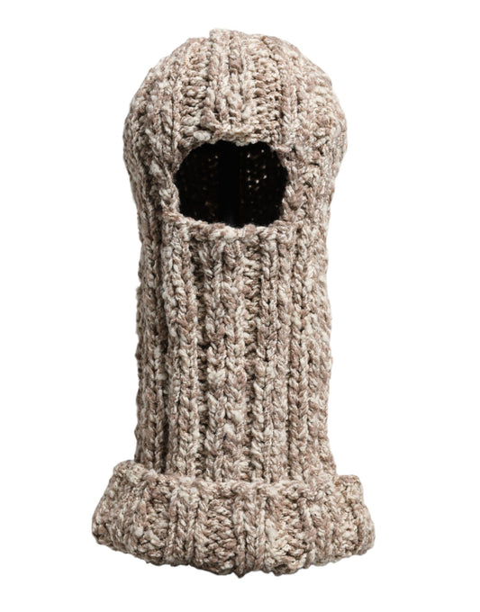 Dolce & Gabbana Beige Wool Knitted Ski Mask Balaclava Hat
