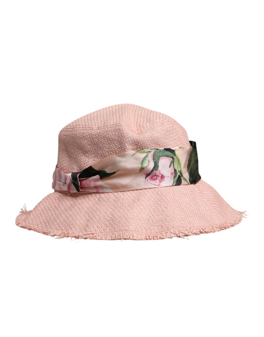 Bob à large bord en coton rose Dolce &amp; Gabbana
