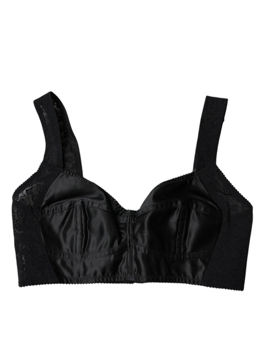 Soutien-gorge balconnet en nylon noir Dolce &amp; Gabbana