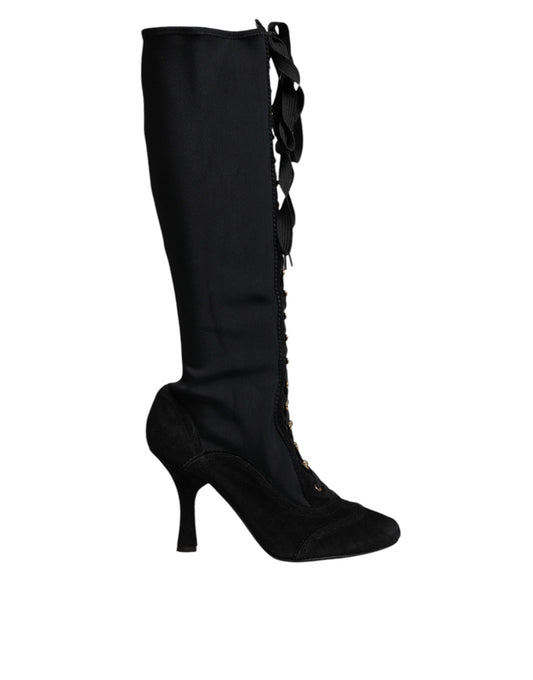 Bottes hautes à lacets noires Dolce &amp; Gabbana