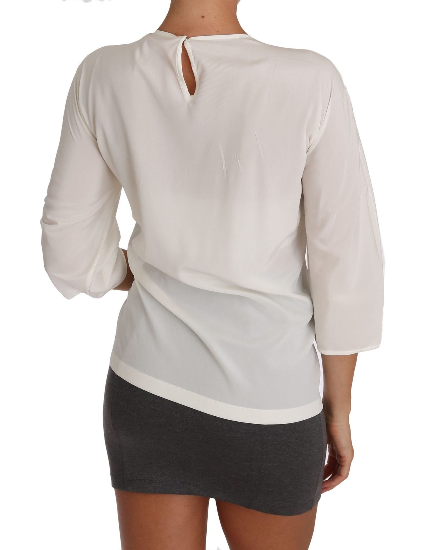 Dolce &amp; Gabbana Weißes Seidenblusen-T-Shirt #dgfamily