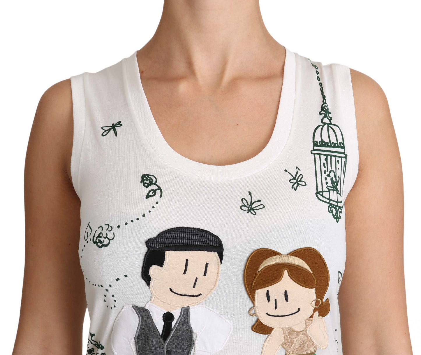 Dolce &amp; Gabbana Weißes Baumwoll-Tanktop #dgfamily ohne Ärmel