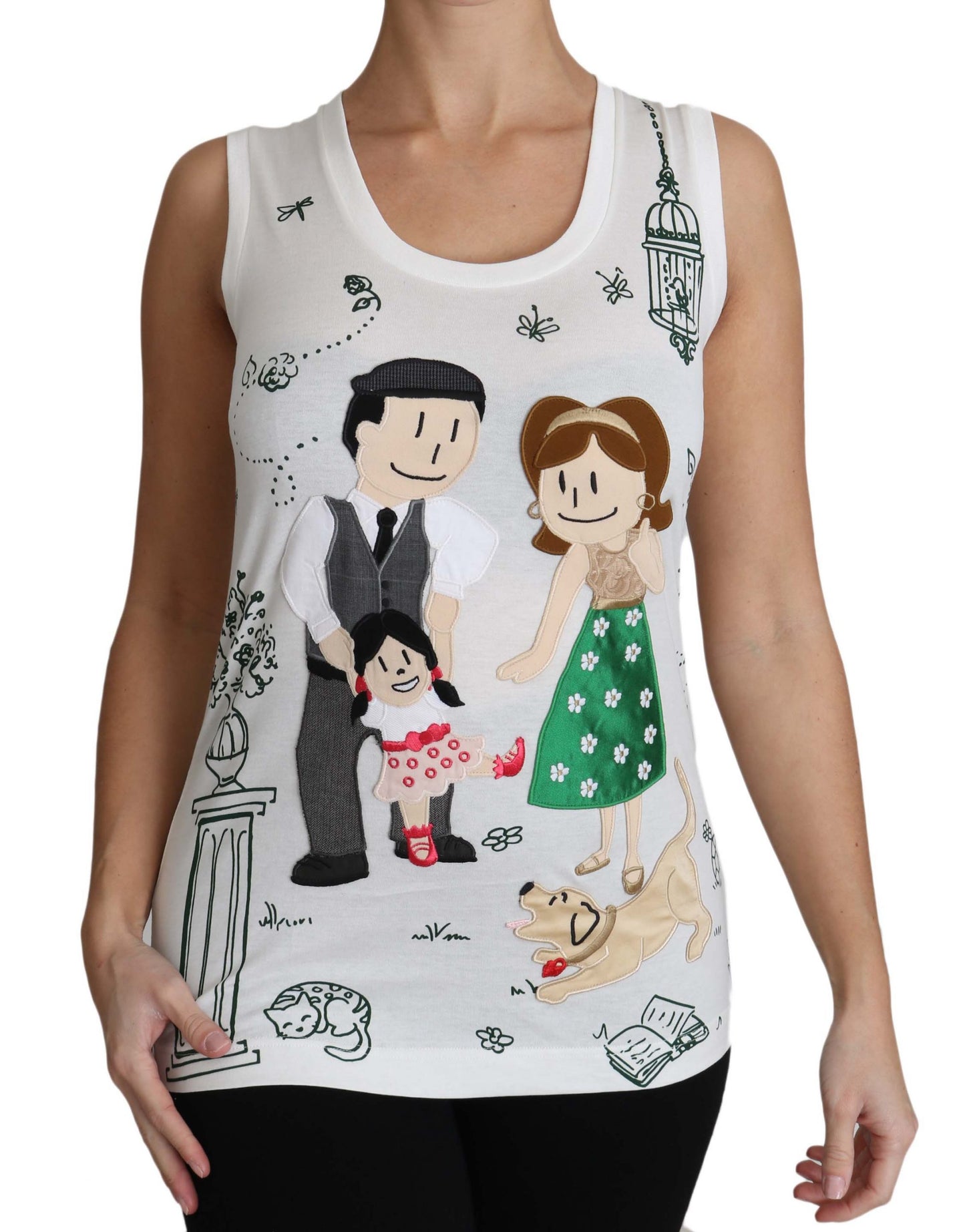 Dolce &amp; Gabbana Weißes Baumwoll-Tanktop #dgfamily ohne Ärmel
