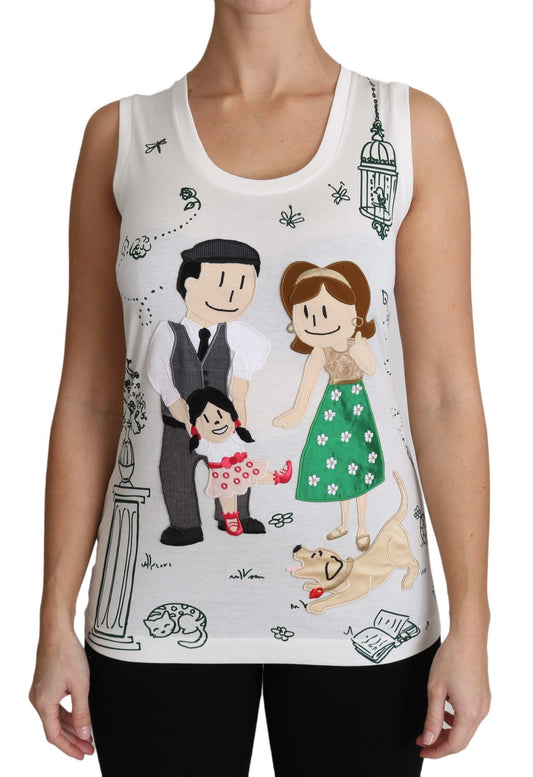 Dolce &amp; Gabbana Weißes Baumwoll-Tanktop #dgfamily ohne Ärmel