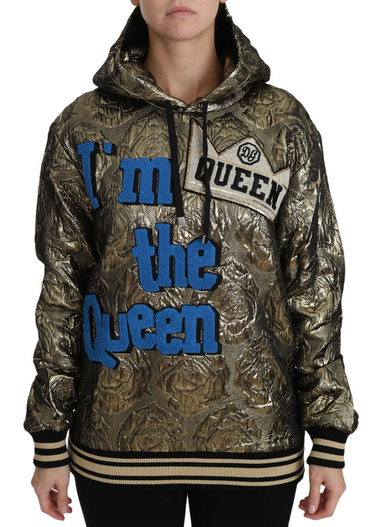 Dolce &amp; Gabbana – „Im The Queen“-Sweatshirt-Hoodie aus Jacquard in Gold