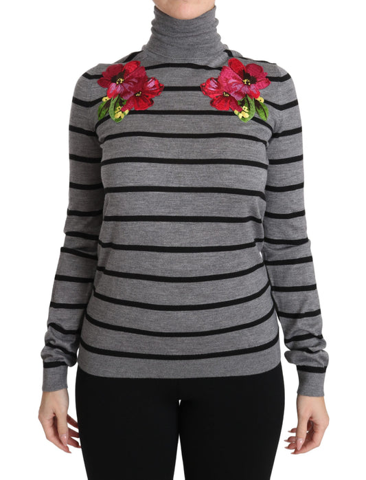 Pull col roulé en cachemire et soie gris Dolce &amp; Gabbana