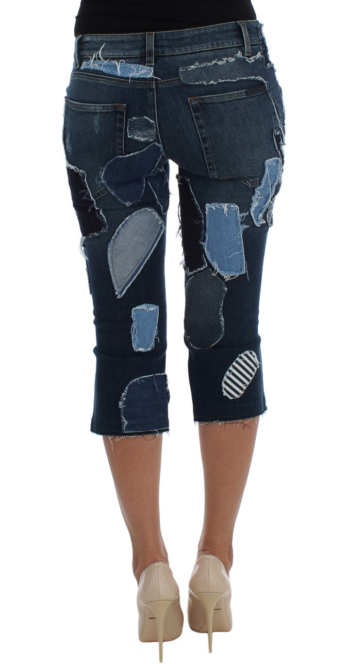 Dolce &amp; Gabbana Stretch-Jeansshorts in Blau mit Patchwork