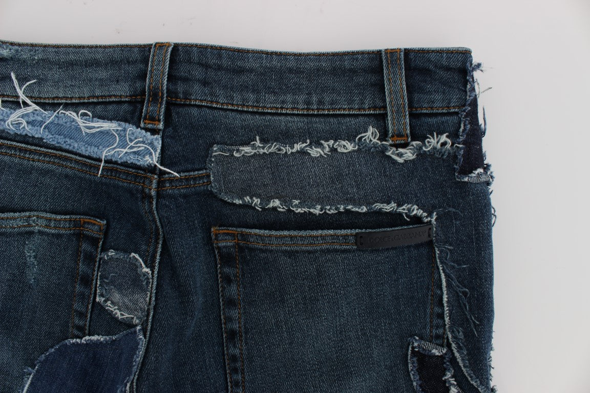 Dolce &amp; Gabbana Stretch-Jeansshorts in Blau mit Patchwork