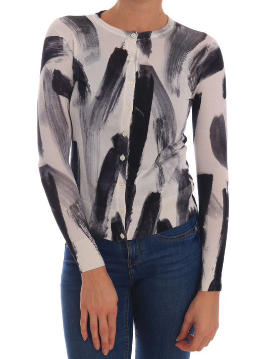 Cardigan Dolce &amp; Gabbana en soie légère avec motif à traits de peinture