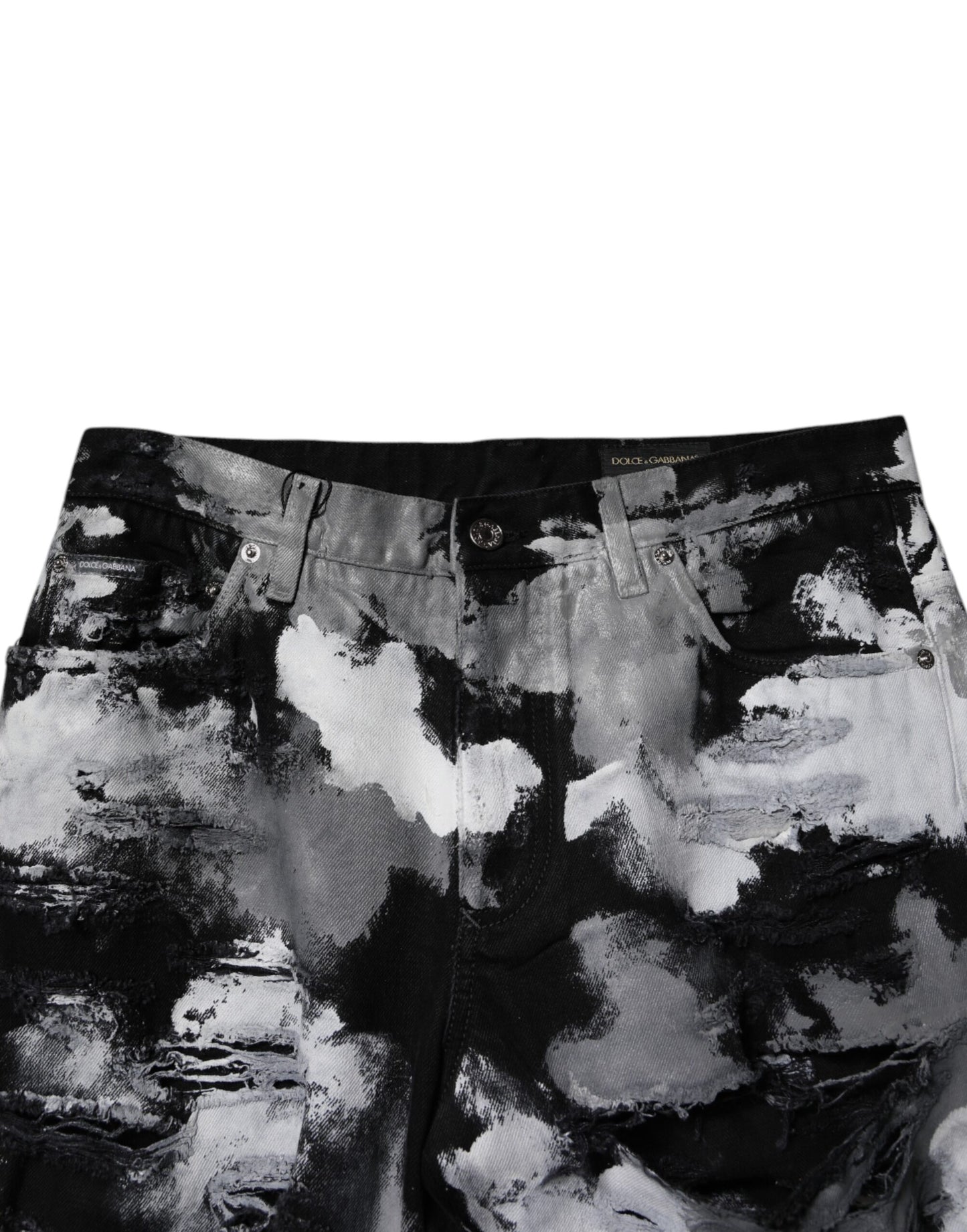 Dolce & Gabbana Multicolor Camouflage Tattered Skinny Denim Jeans