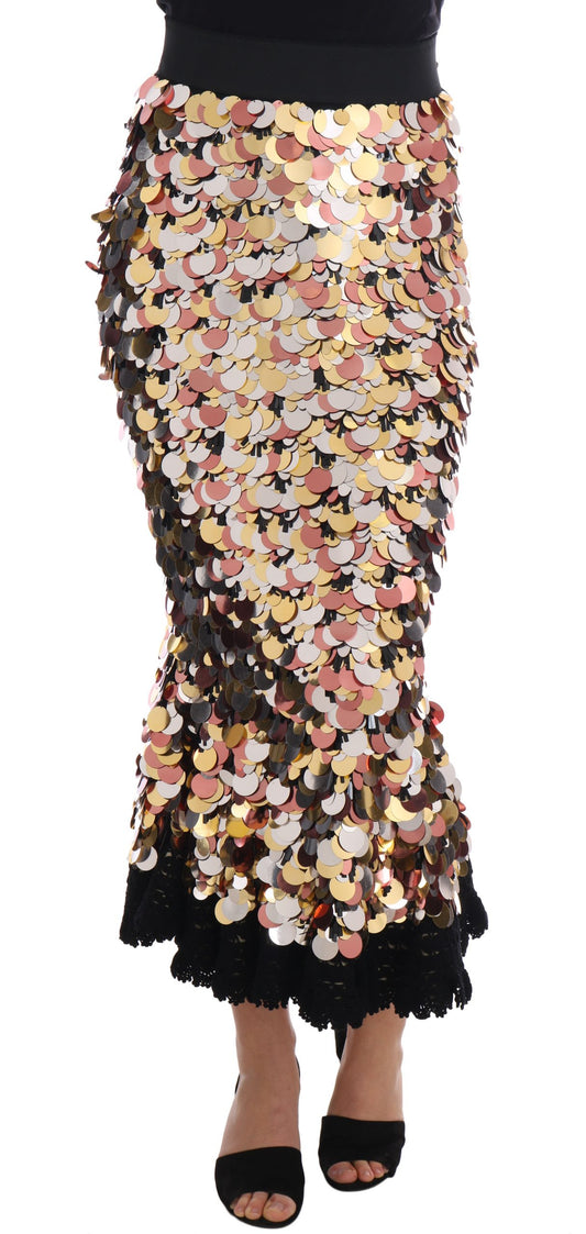 Jupe péplum taille haute à paillettes dorées Dolce &amp; Gabbana
